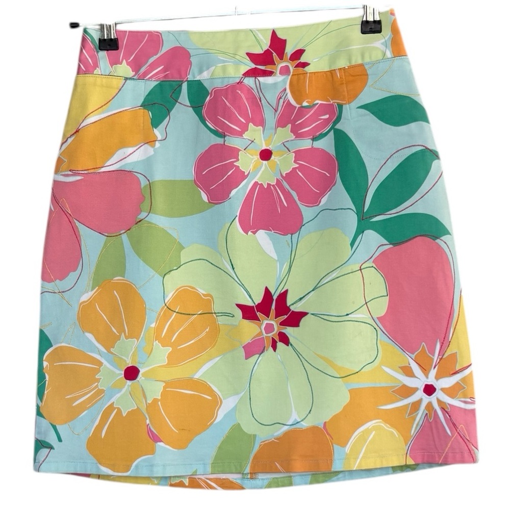 Talbots Floral Print Stretch A-Lined Skirt Size 6